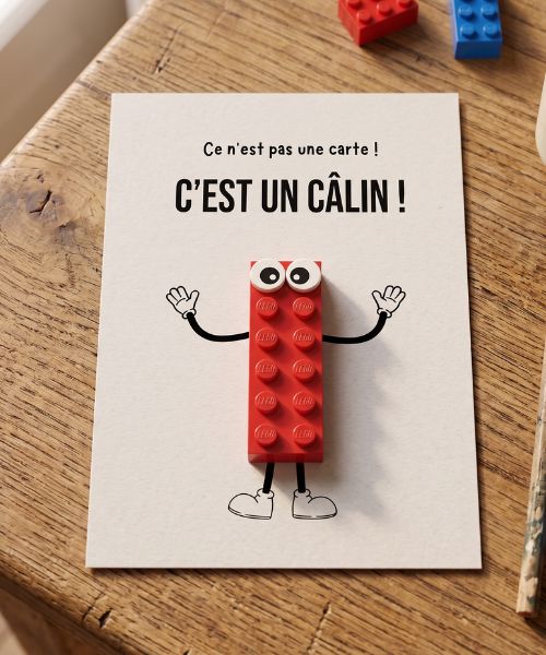 Carte de vœux en brique « Le câlin » Boutique BRICKS