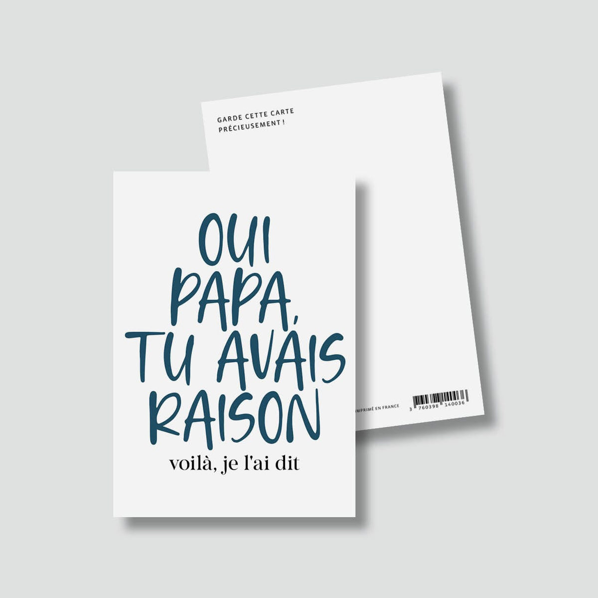 Carte postale – "Oui papa, tu avais raison" Boutique Bulma Studio