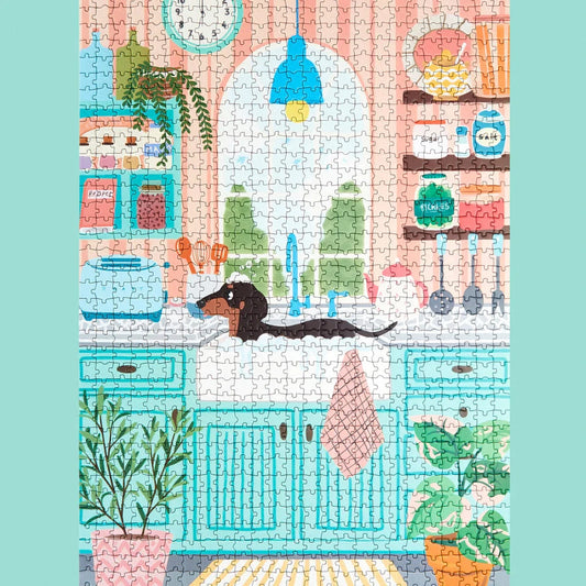 Puzzle 1000 pièces – Illustration poétique d’animaux Boutique Balvi Bubble bath Teckel
