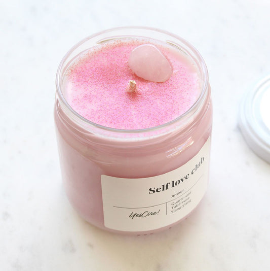 "Self Love Club" Bougie Lithothérapie Yes Cire ! Boutique Yes Cire