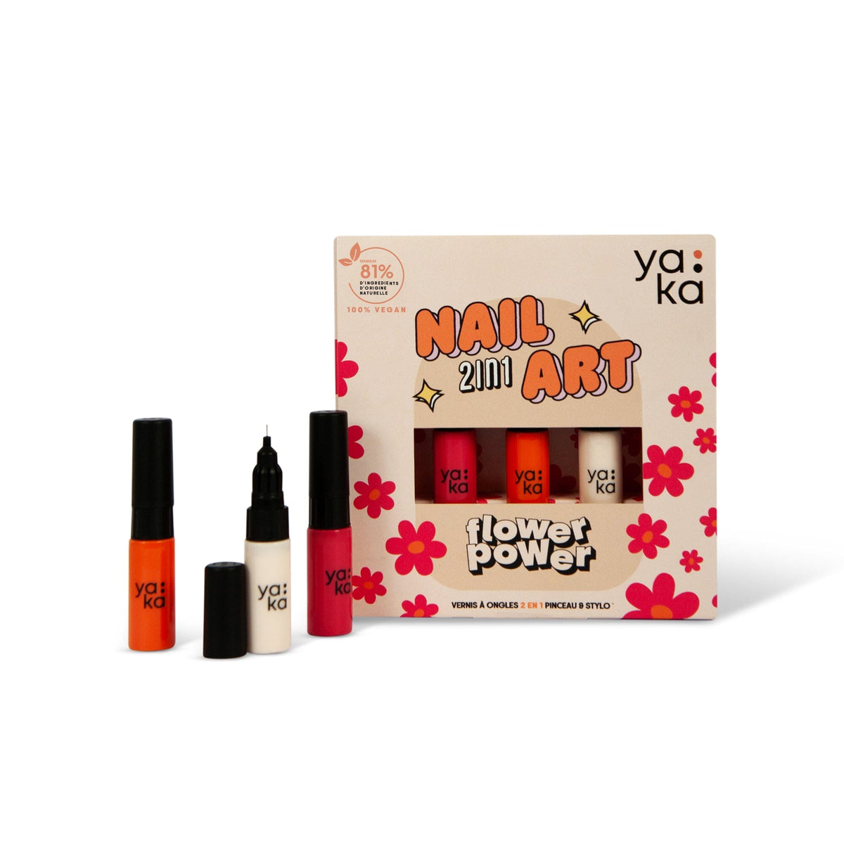 Kit nail Art 2 EN 1 - Vernis à ongles Yaka Boutique Yaka Flower Power 