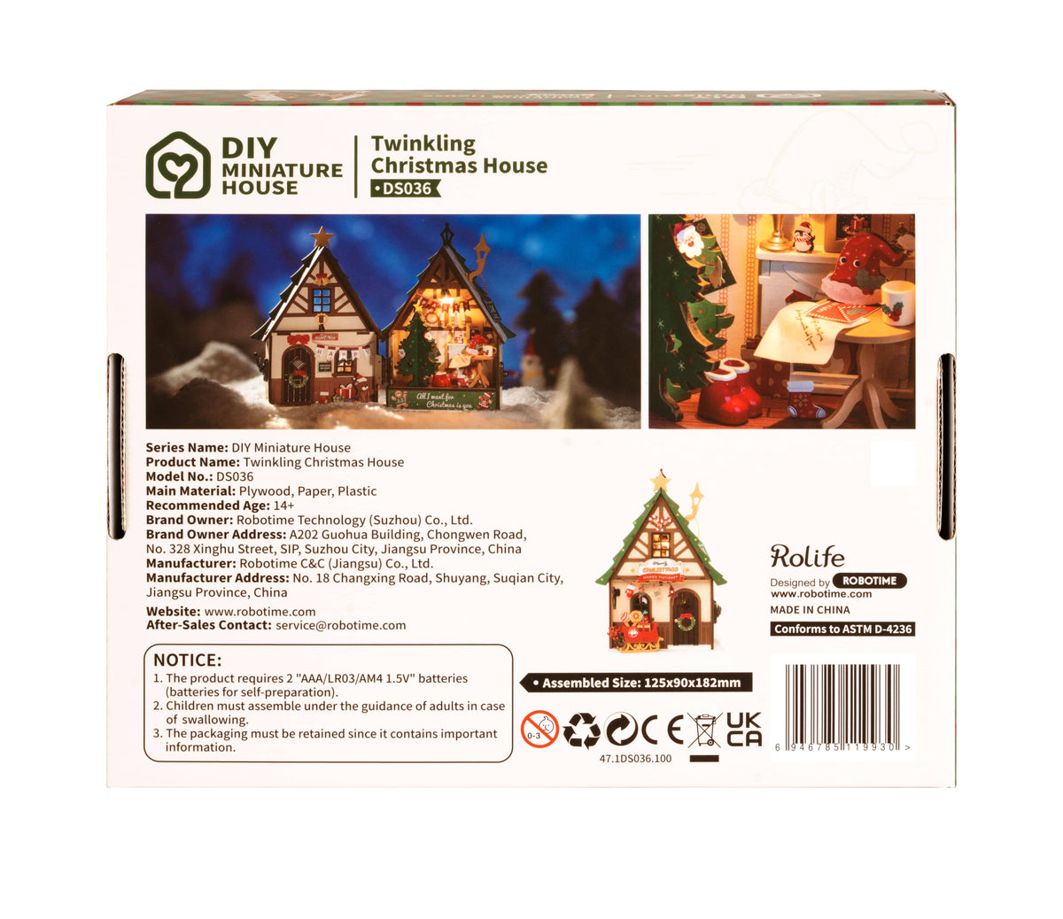 Rolife DIY Maison Miniature – Maquette Twinkling Christmas House (DS036) Boutique Rolife Robotime 
